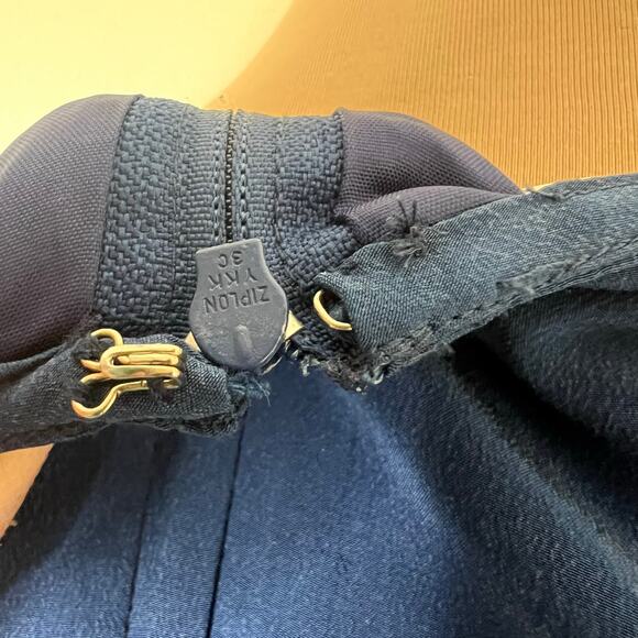 Vtg Antonia Collection 100% Silk Dress 8 Womens Blue Shift Mini Work Minimalist - Picture 5 of 8